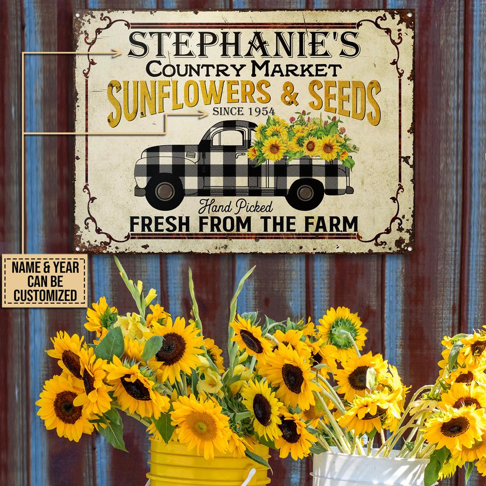 Personalized Floristry Sunflower And Seeds Customized Classic Metal Signs