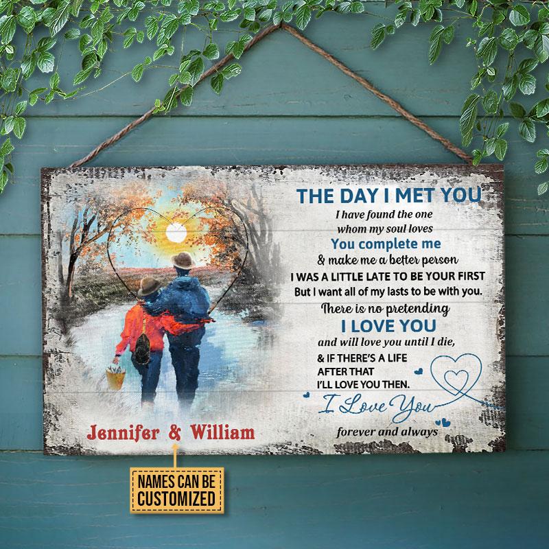 Personalized Fly Fishing You Complete Me Custom Wood Rectangle Sign