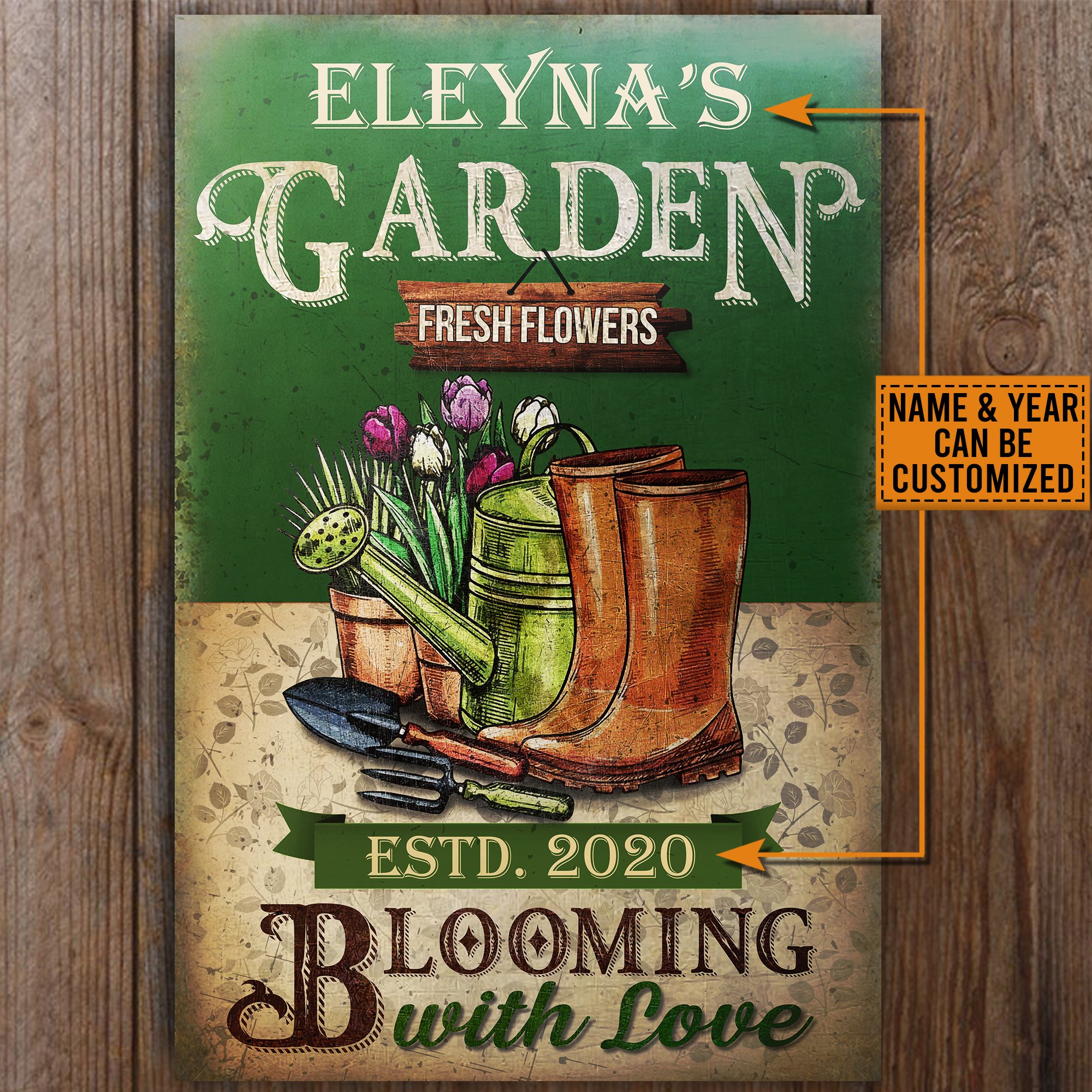 Personalized-Garden-Blooming-With-Love-Classic-Metal-Signs-2 Personalized Garden Blooming With Love Classic Metal Signs 2