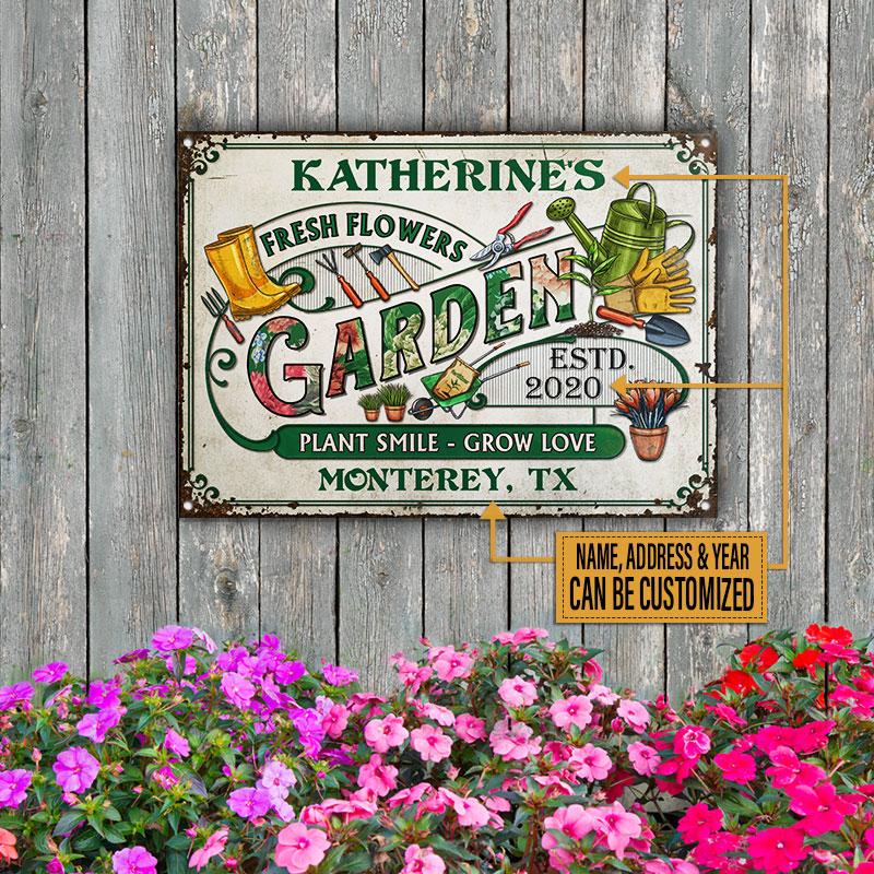 Personalized Garden Fresh Flowers Custom Classic Metal Signs