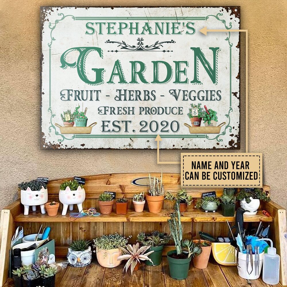 Personalized Garden Fresh Produce Fruits Herbs Veggies Customized Classic Metal Signs