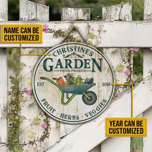 Personalized Garden Herbs And Veggie Customized Wood Circle Sign