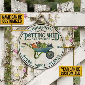 Personalized Garden Potting Shed Customized Wood Circle Sign