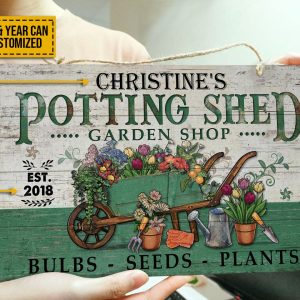 Personalized Garden Potting Shed Customized Wood Rectangle Sign 2