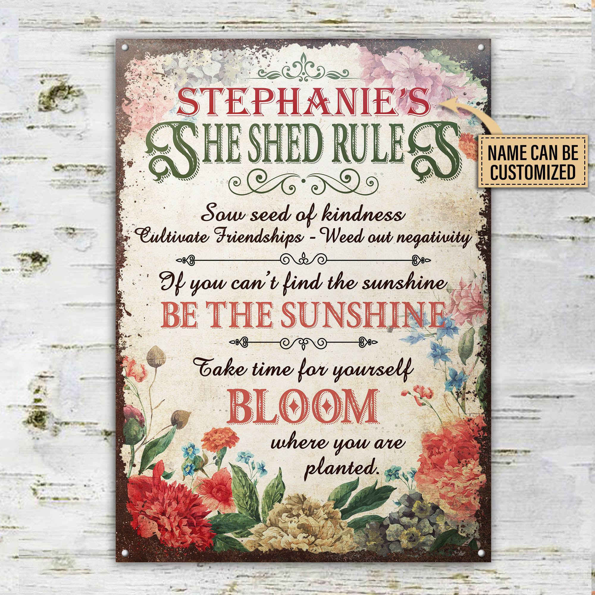 Personalized Garden She Shed Rules Customized Classic Metal Signs Teehall