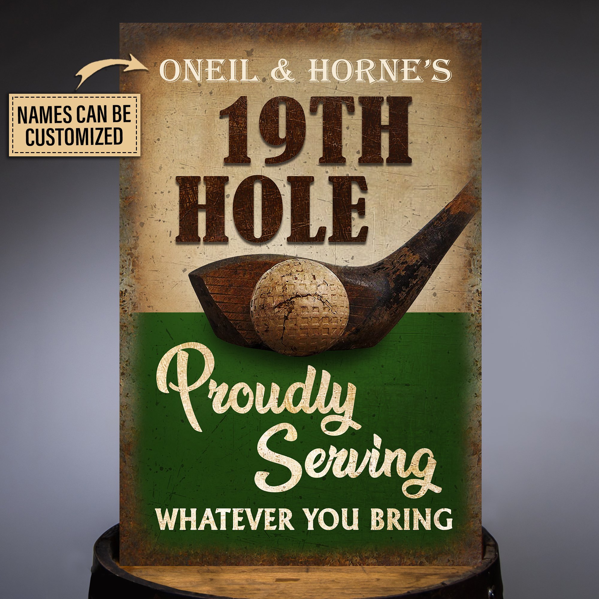 Personalized Golf 19th Hole Classic Metal Signs