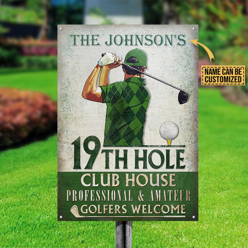 Personalized Golf 19th Hole Club House Golfers Welcome Customized Classic Metal Signs