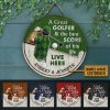 Personalized Golf Color Couple Golfer Best Score Live Customized Wood Circle Sign