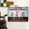 Personalized Golf Flamingo Weekend Forecast Customized Classic Metal Signs