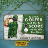 Personalized Golf Green Couple Golfer Best Score Live Customized Wood Rectangle Sign