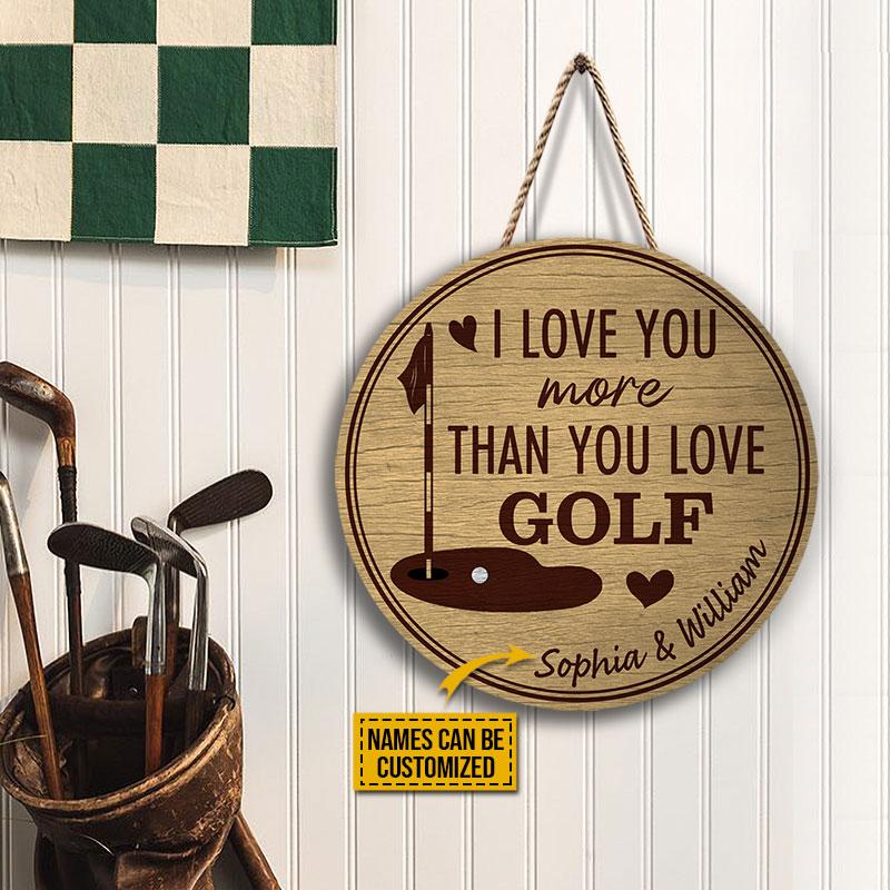 Personalized Golf I Love You Customized Wood Circle Sign