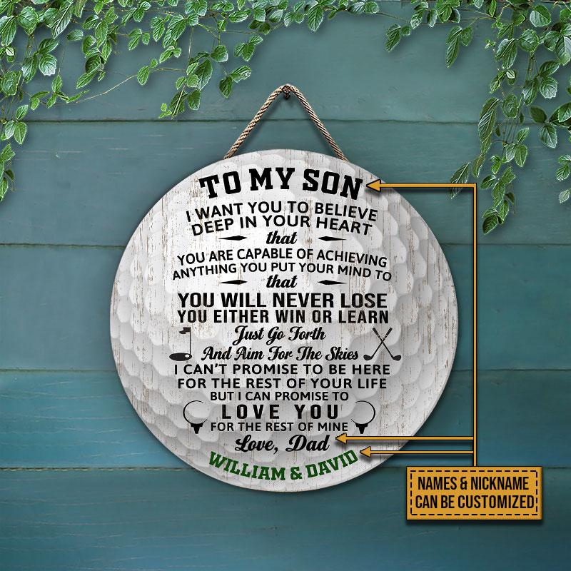 Personalized Golf Parent And Child You Will Never Lose Customized Wood Circle Sign