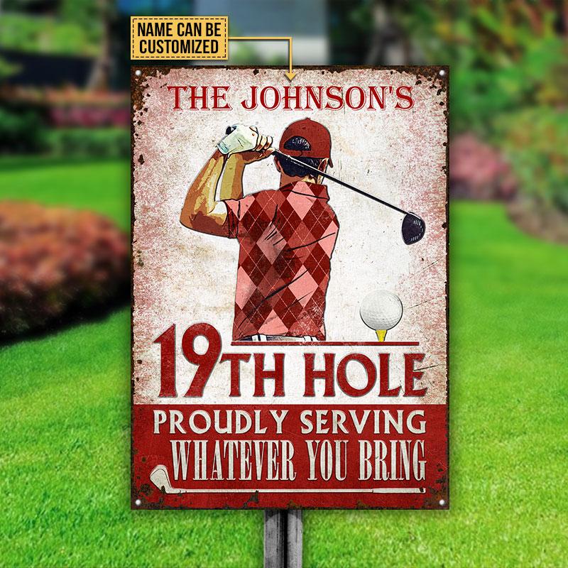 Personalized Golf Proudly Serving Red Customized Classic Metal Signs