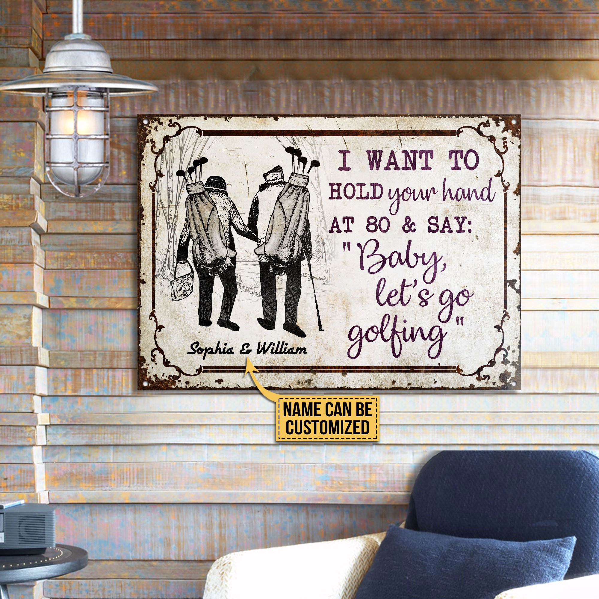 Personalized Golf Sketch Hold Your Hand Customized Classic Metal Signs