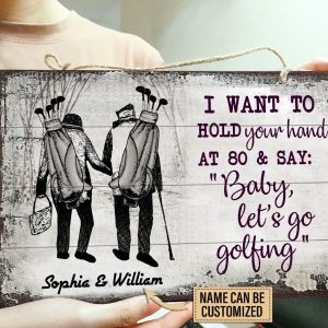 Personalized Golf Sketch Hold Your Hand Customized Wood Rectangle Sign 2 scaled