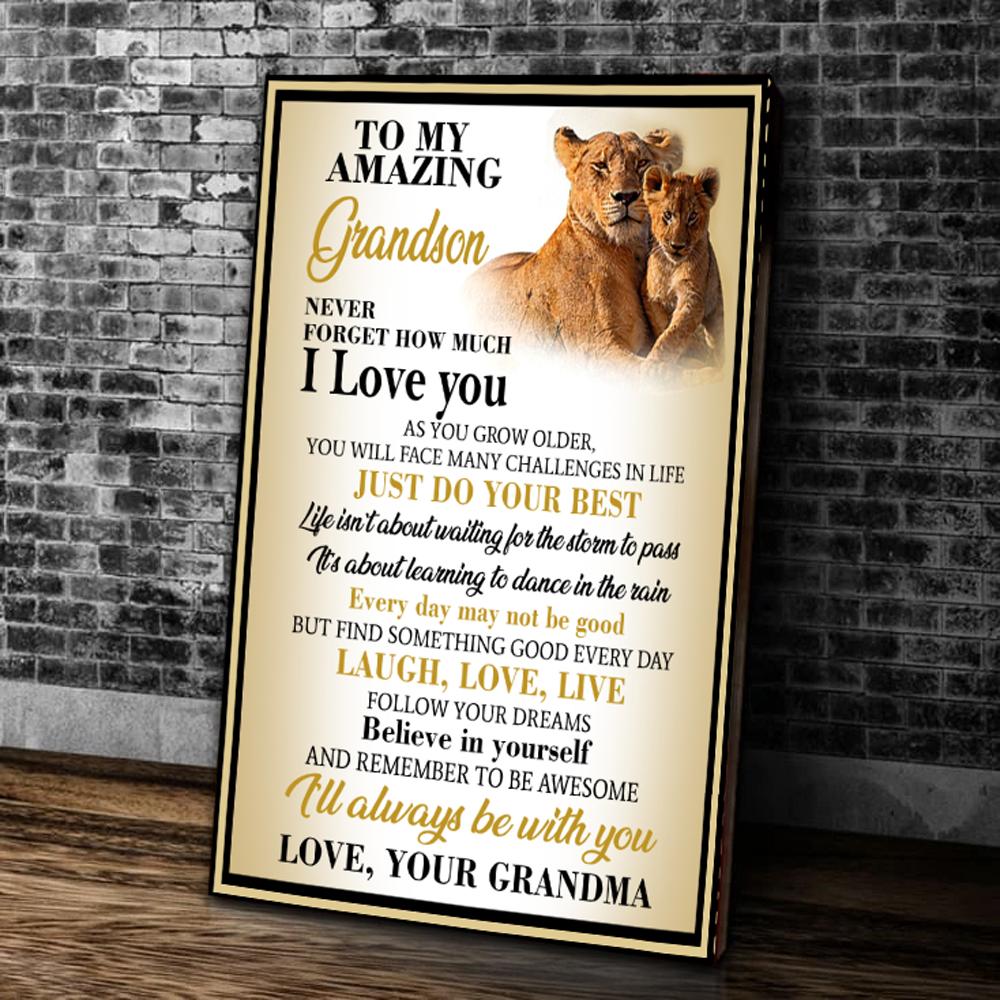 Personalized Grandson Canvas To My Amazing Grandson Never Forget How Much I Love You