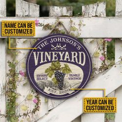 Personalized Grape Vineyard Estate Select Customized Wood Circle Sign