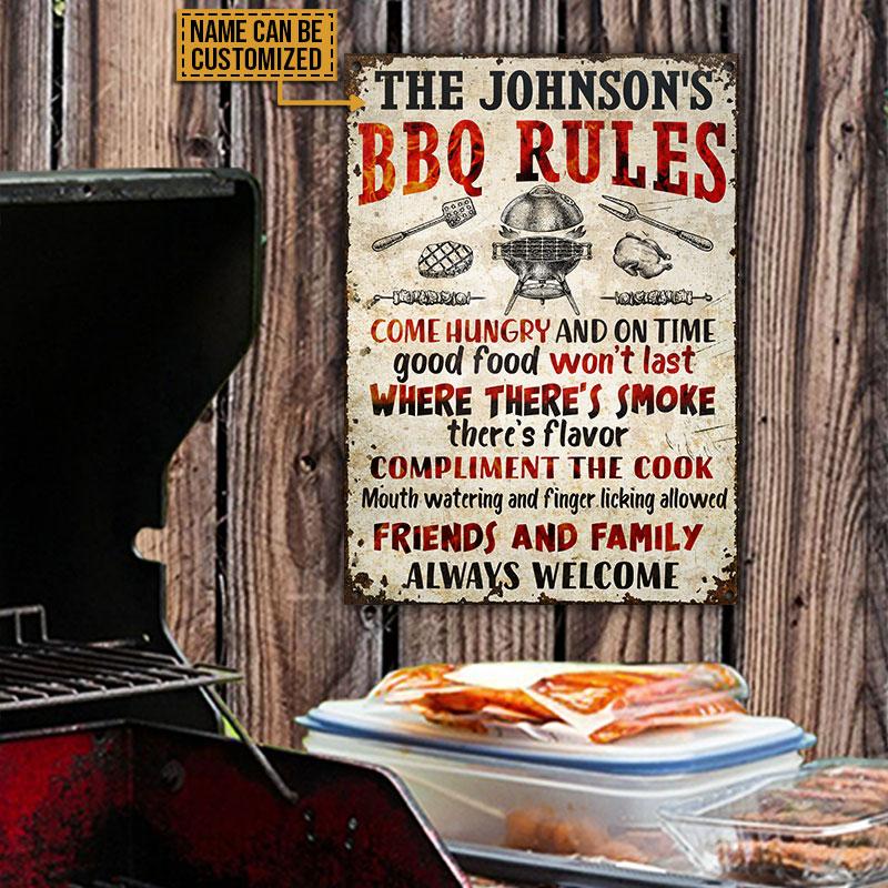 Personalized Grilling BBQ Rules Customized Classic Metal Signs