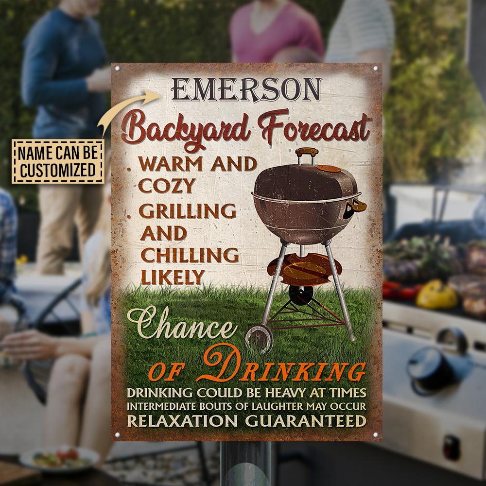 Personalized-Grilling-Backyard-Forecast-Warm-Cozy-Customized-Classic-Metal-Signs Personalized Grilling Backyard Forecast Warm Cozy Customized Classic Metal Signs
