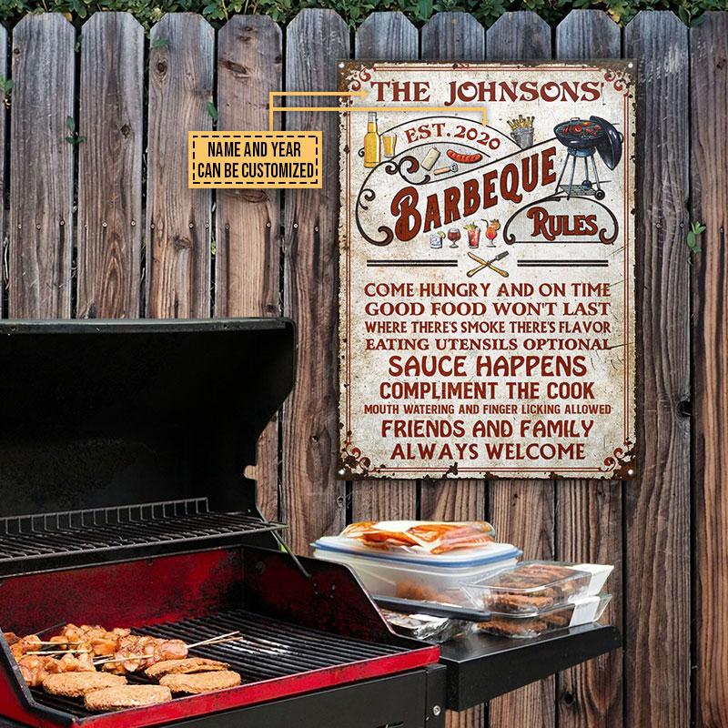 Personalized Grilling Barbeque Rules Custom Classic Metal Signs