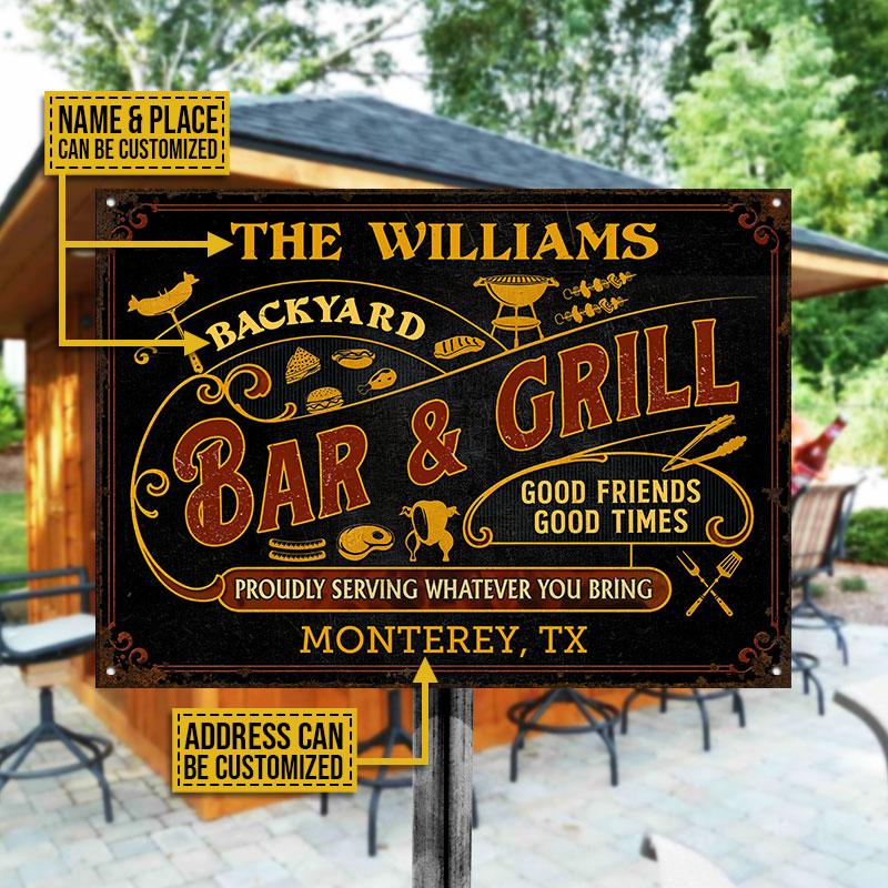 Personalized Grilling Black Proudly Serving Custom Classic Metal Signs