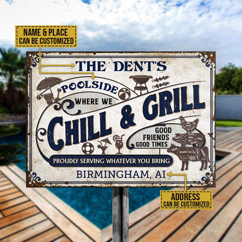 Personalized Grilling Pool Proudly Custom Classic Metal Signs