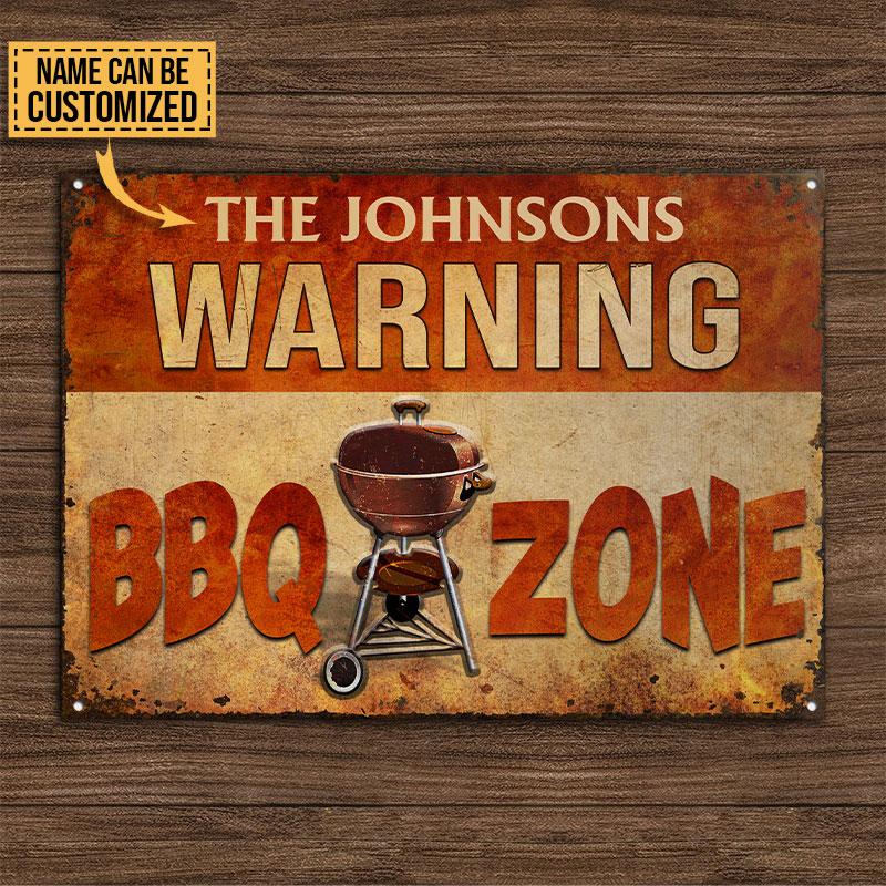 Personalized Grilling Warning BBQ Zone Custom Classic Metal Signs - Teehall