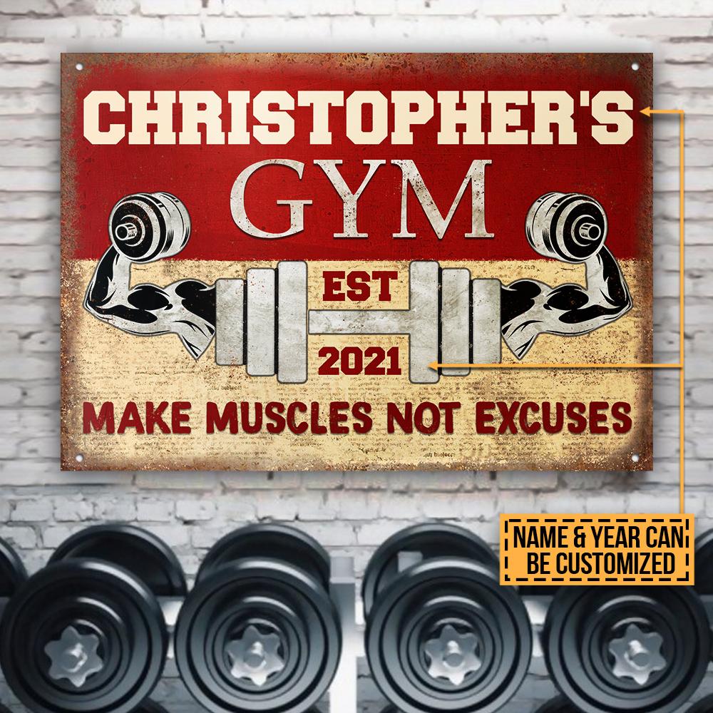 Personalized Gym Fitness No Excuse Customized Classic Metal Signs