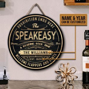 Personalized Home Bar The Speakeasy Customized Wood Circle Sign 1