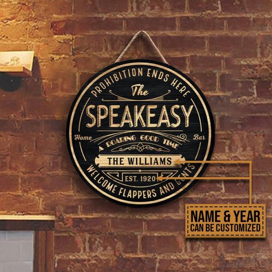 Personalized Home Bar The Speakeasy Customized Wood Circle Sign - Teehall