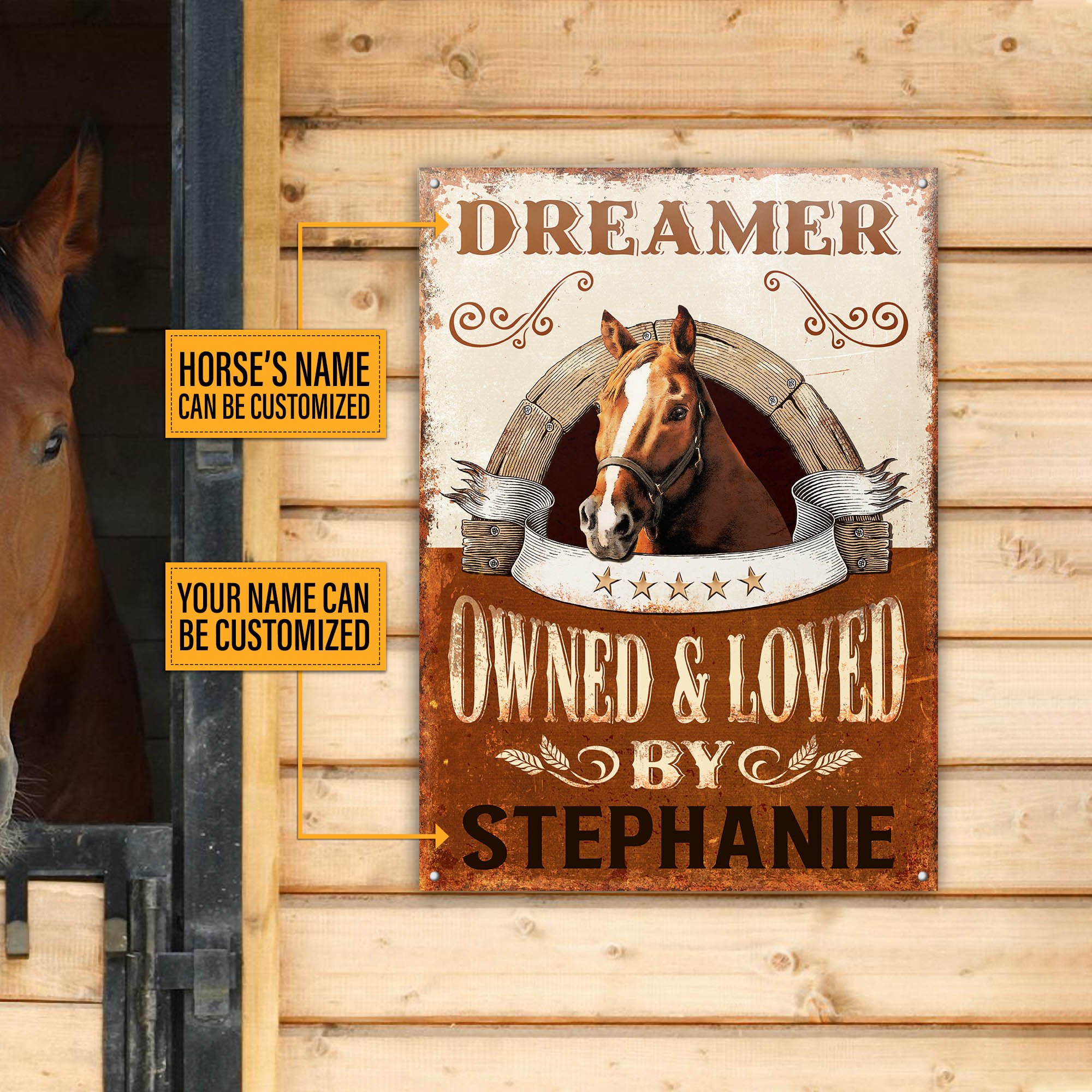 Personalized Horse Owned And Loved Customized Classic Metal Signs