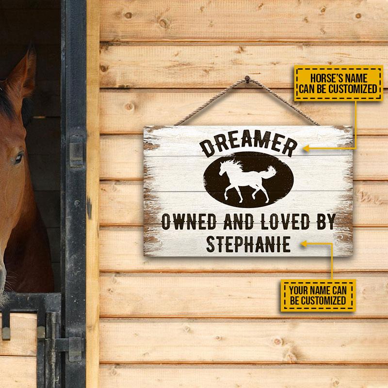 Personalized Horse Owned And Loved Customized Wood Rectangle Sign