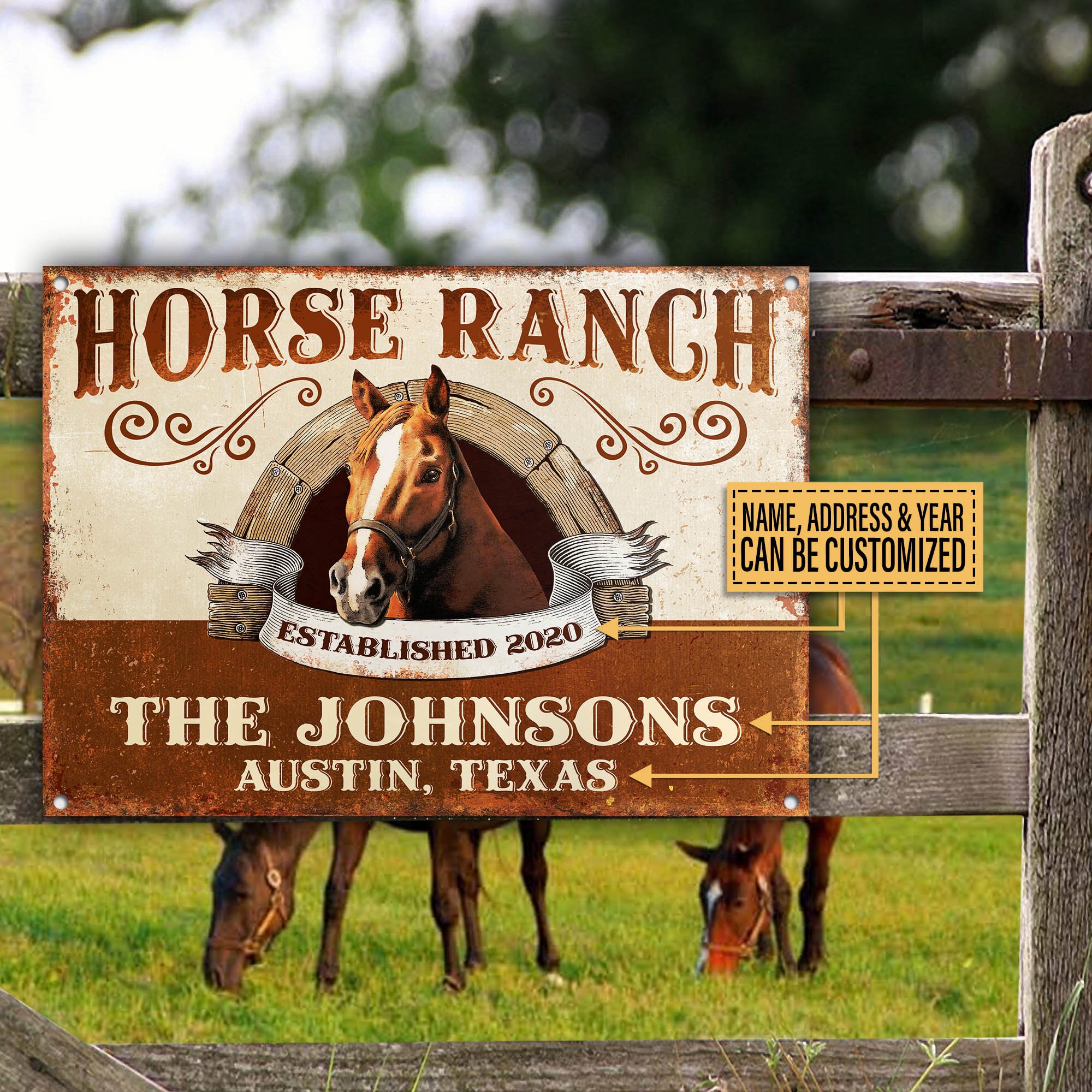 Personalized Horse Ranch Customized Classic Metal Signs