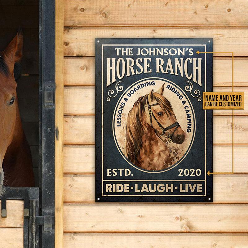 Personalized Horse Ranch Lessons & Boarding Custom Classic Metal Signs