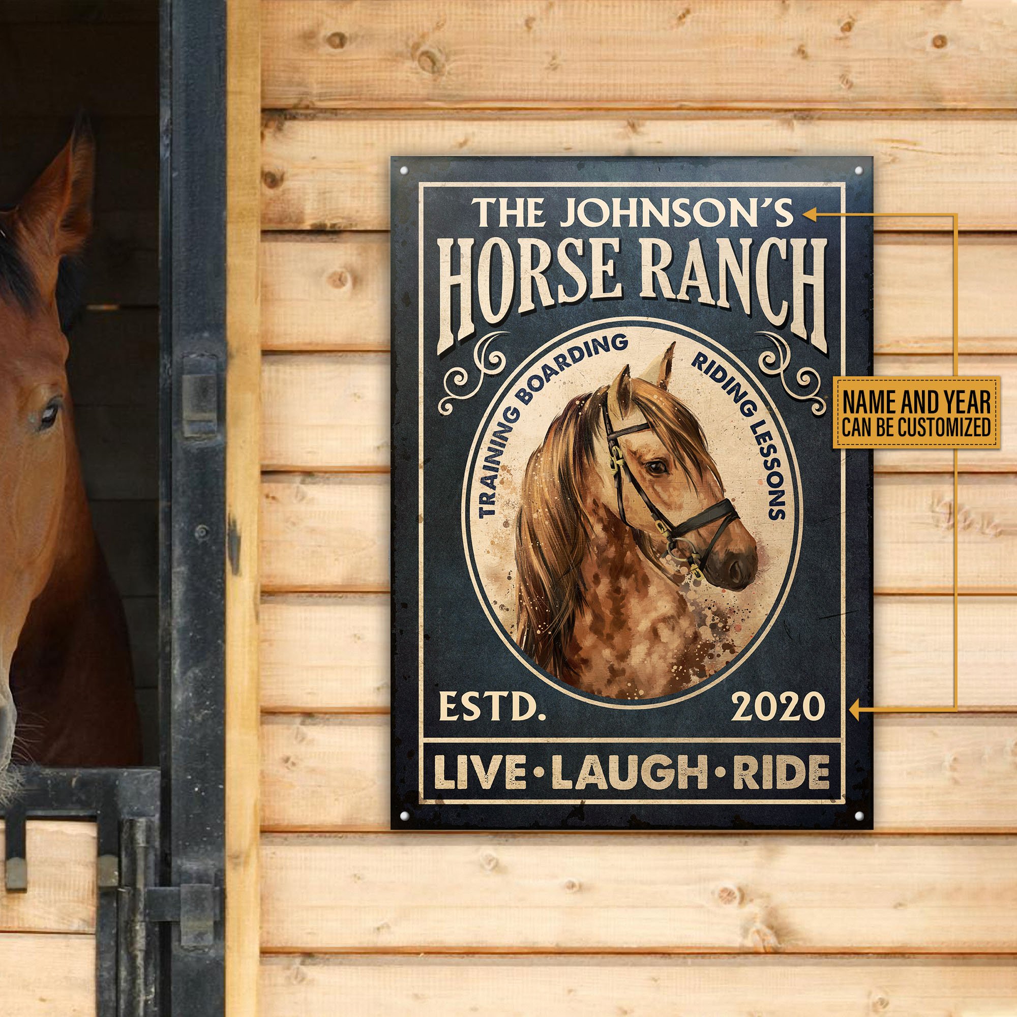 Personalized Horse Ranch Live Laugh Ride Customized Classic Metal Signs