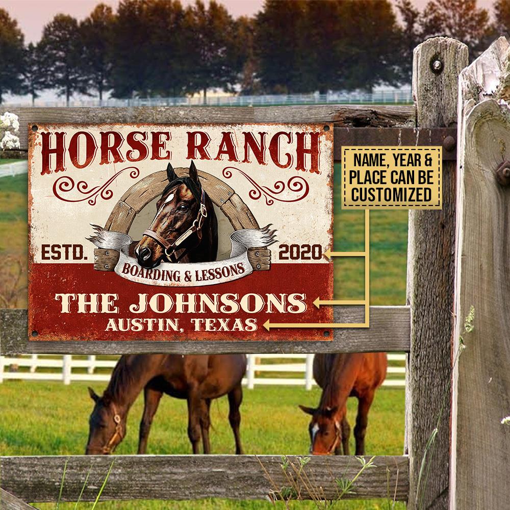 Personalized Horse Ranch Red Pattern Customized Classic Metal Signs