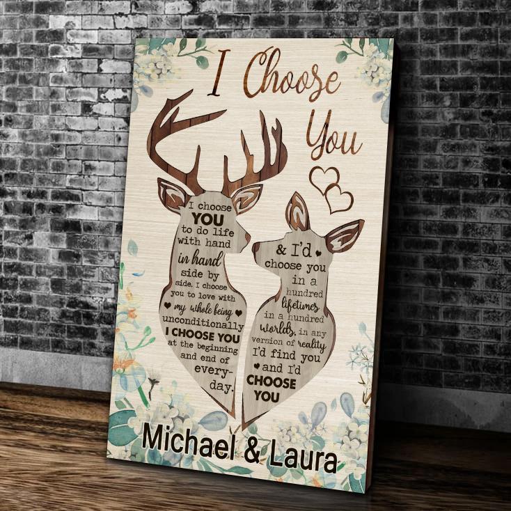 Personalized I Choose You To Do Life With Hand In Hand Canvas Prints Wall Art Decor