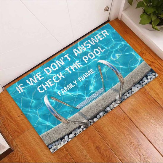 Personalized If We Don't Answer Swimming Custom Name Doormat Welcome Mat