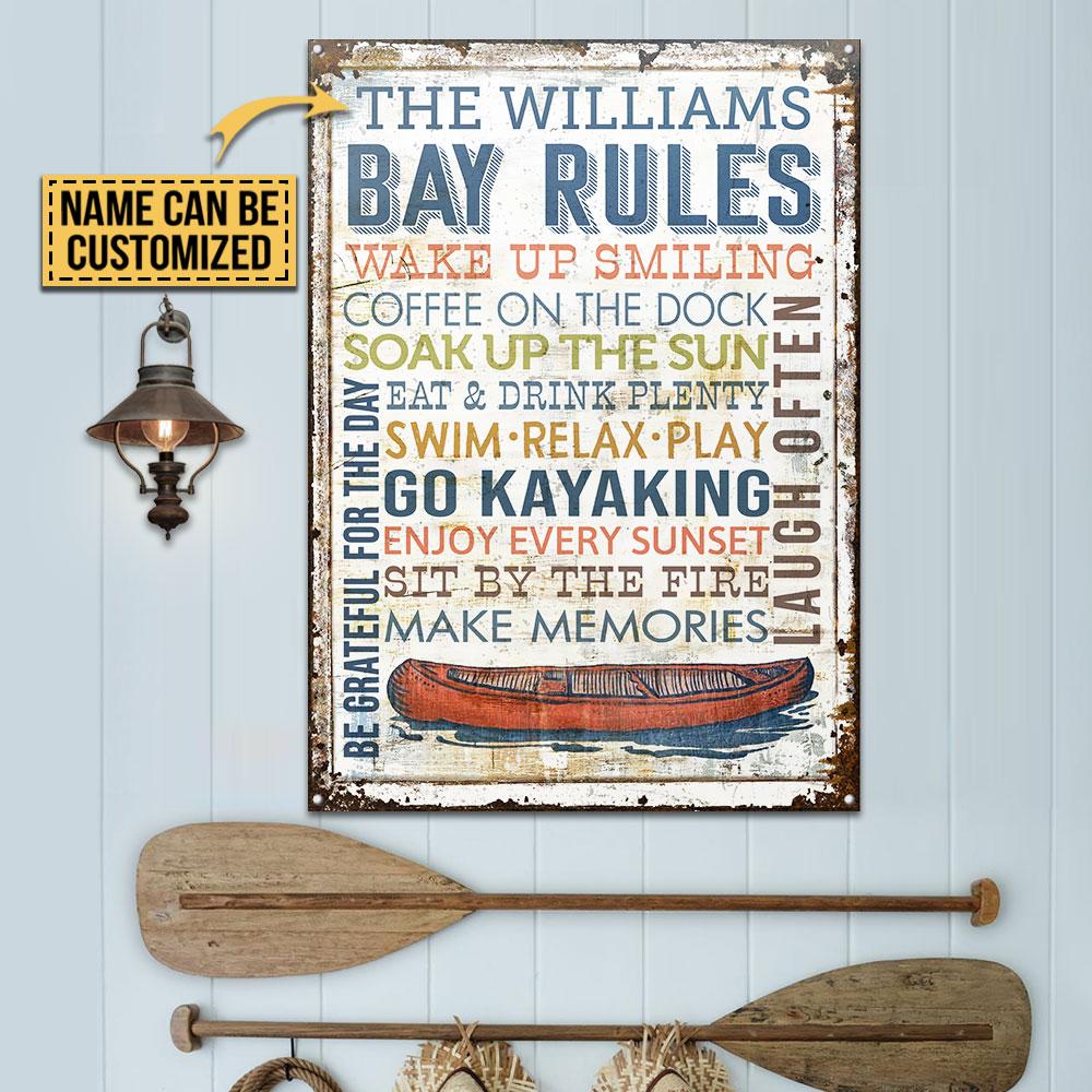 Personalized Kayak Bay Rules Wake Up Customized Classic Metal Signs