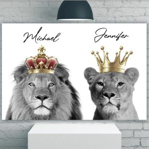 Personalized King And Queen Lions Canvas