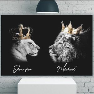 Personalized King And Queen Lions Canvas Prints