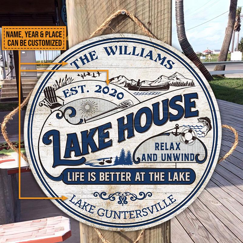 Personalized Lake House Life Is Better At The Lake Custom Wood Circle Sign