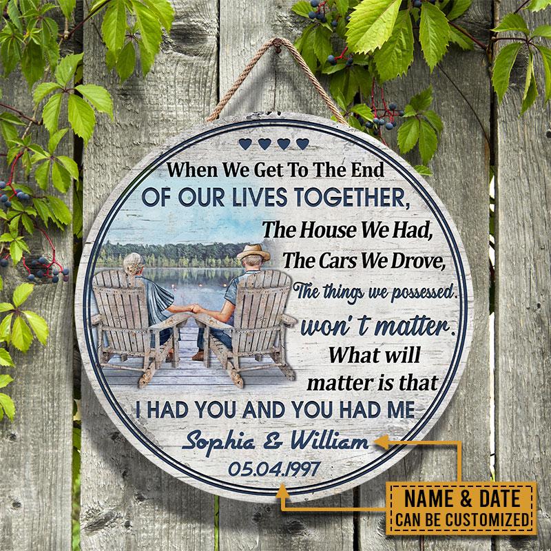 Personalized Lake Old Couple When We Get Date Custom Wood Circle Sign