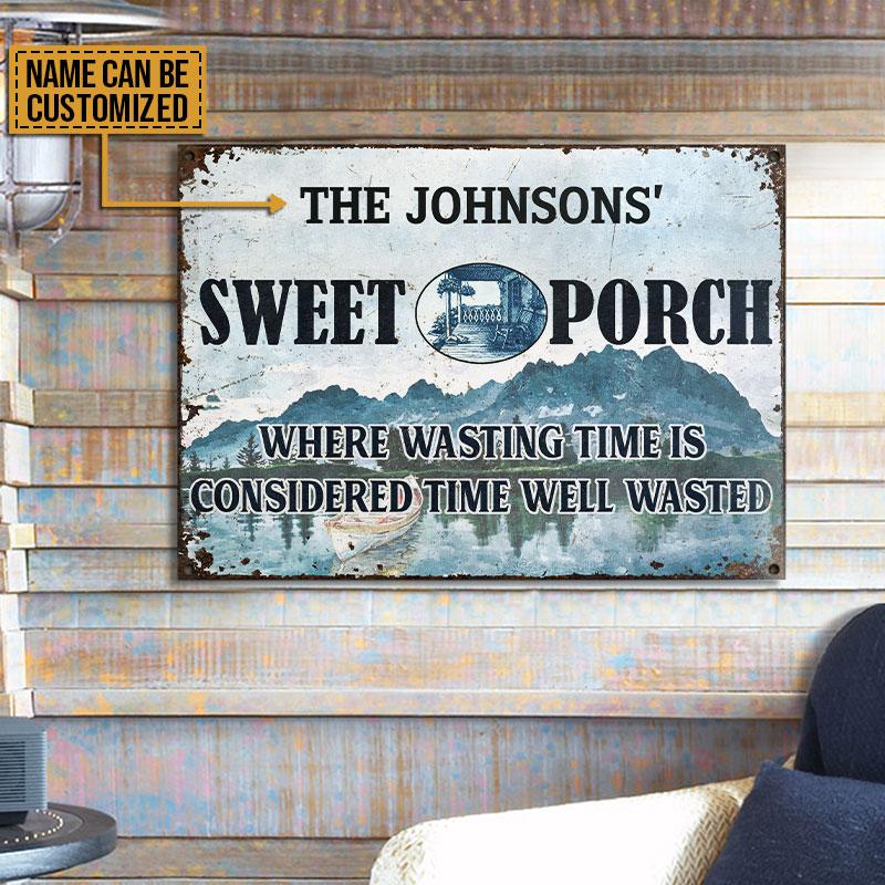 Personalized Lakes Porch Time Well Wasted Customized Classic Metal Signs