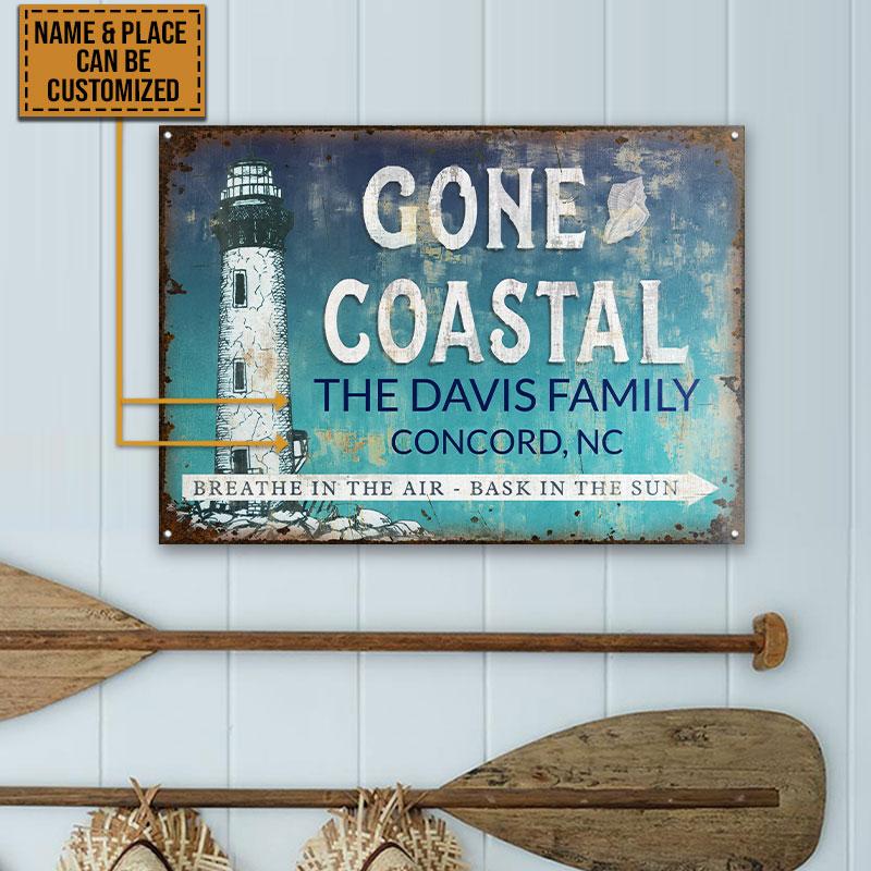 Personalized Lighthouse Gone Coastal Custom Classic Metal Signs