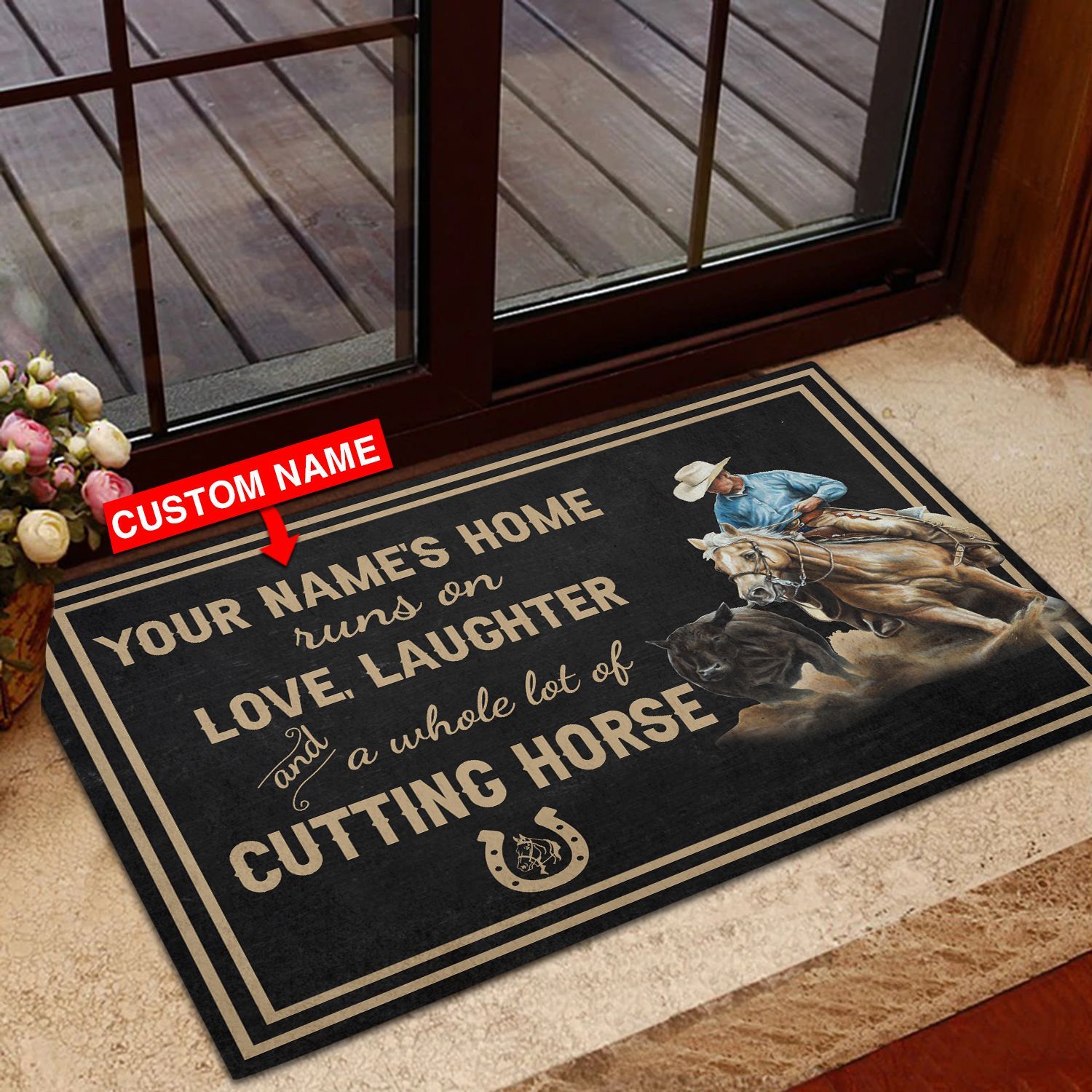 Personalized-Love-Laughter-amp-Cutting-horse-Custom-Name-Doormat-Welcome-Mat Personalized Love