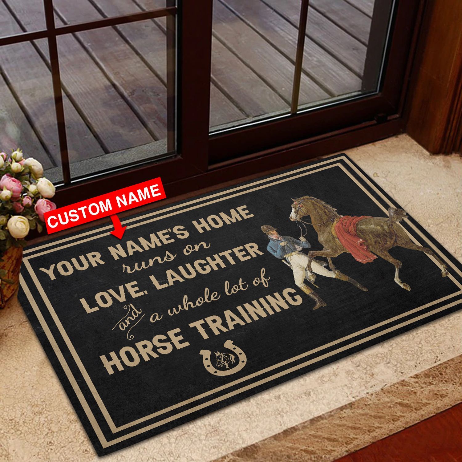 Personalized-Love-Laughter-amp-Horse-training-Custom-Name-Doormat-Welcome-Mat Personalized Love