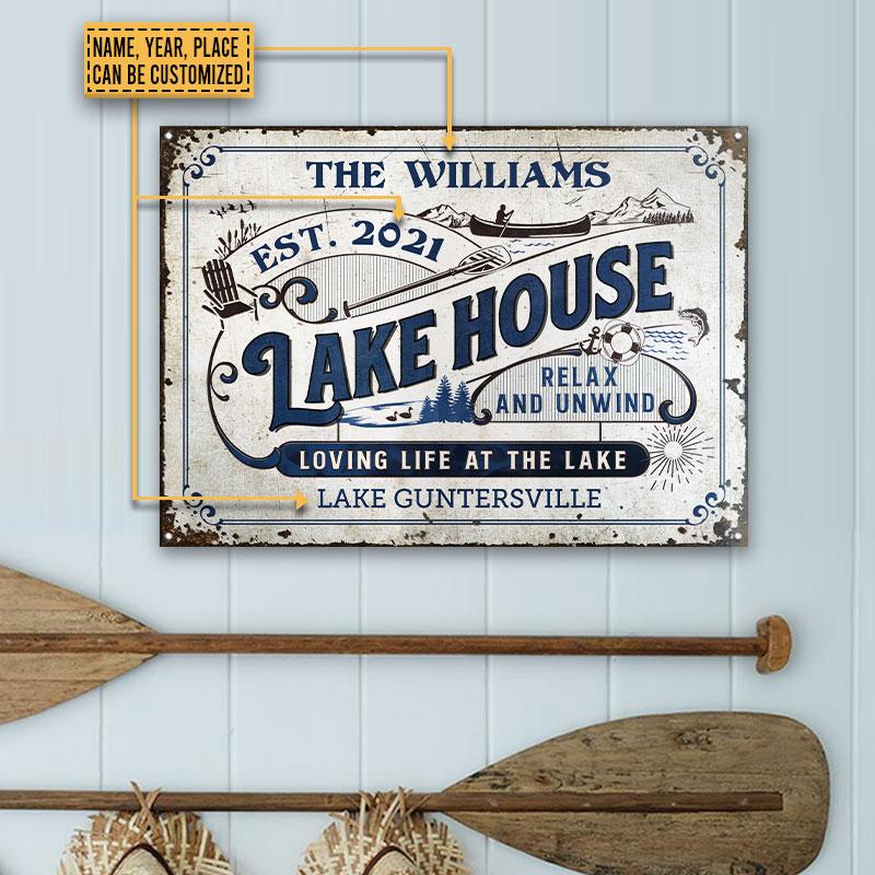 Personalized Loving Life At The Lake Custom Classic Metal Signs