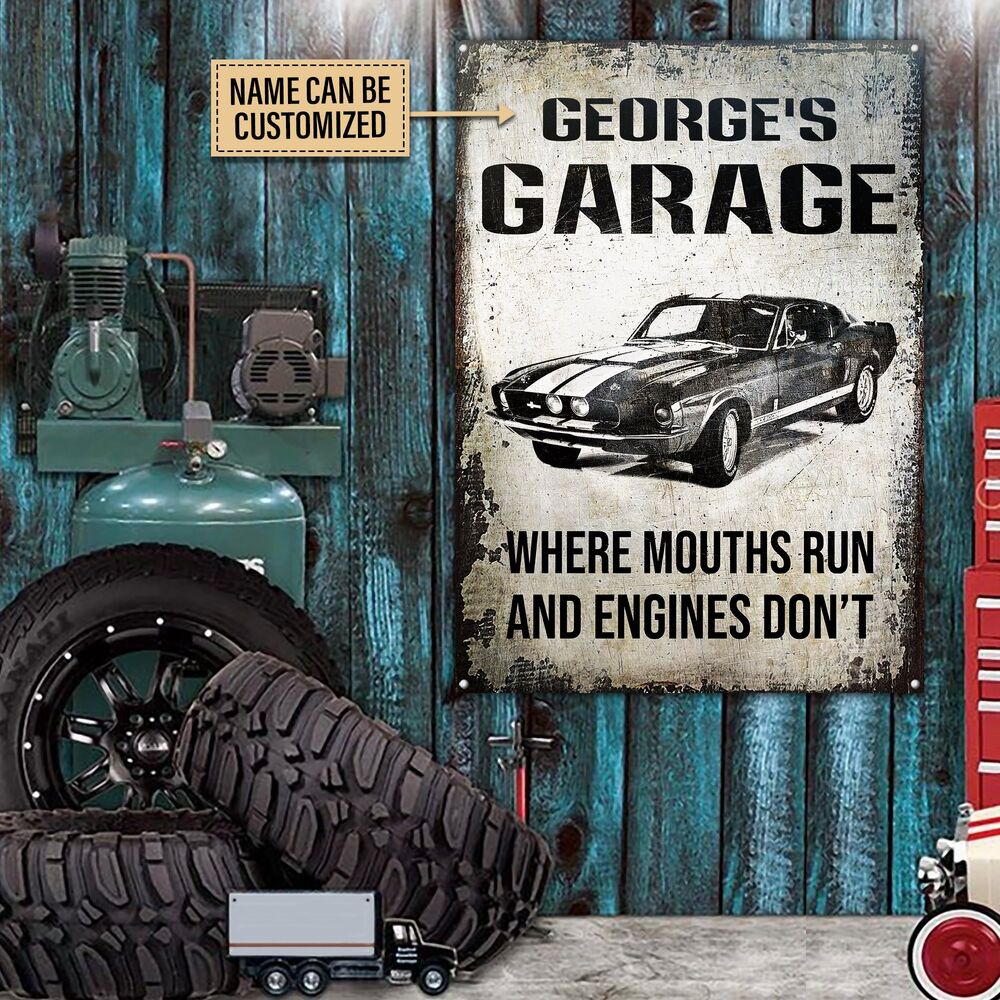 Personalized Mechanic Garage Mouth Runs Customized Classic Metal Signs
