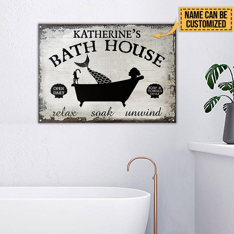 Personalized Mermaid Bath House Customized Classic Metal Signs